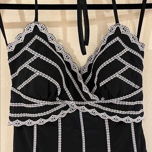 Elegant Black and White Midi Dress